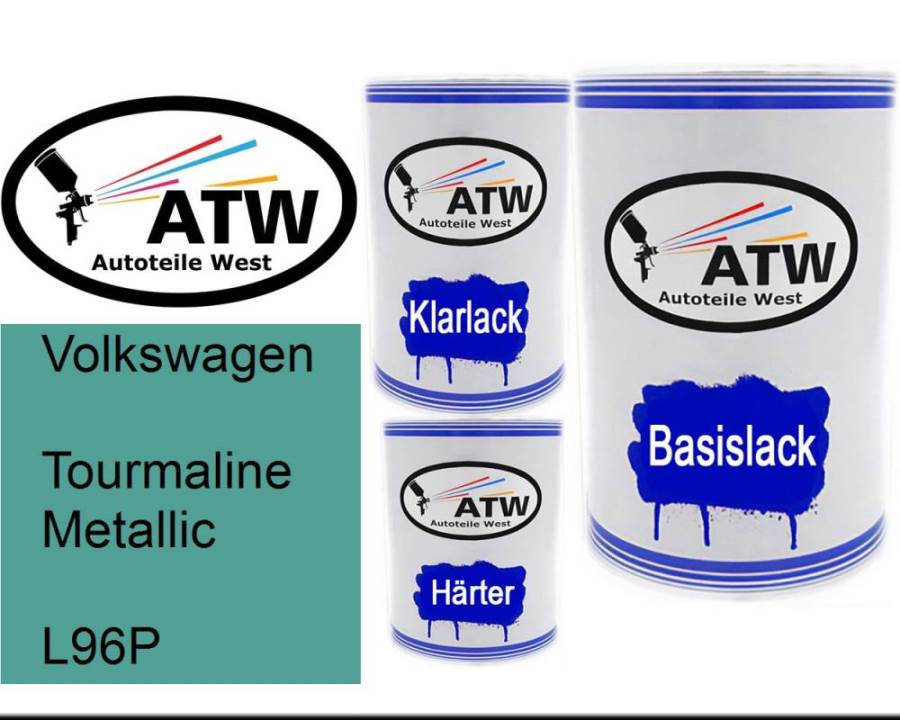 Volkswagen, Tourmaline Metallic, L96P: 500ml Lackdose + 500ml Klarlack + 250ml Härter - Set, von ATW Autoteile West.